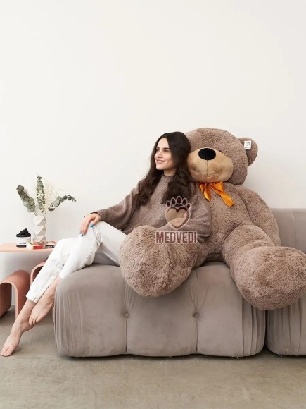 Большой плюшевый мягкий мишка 180 см кофе