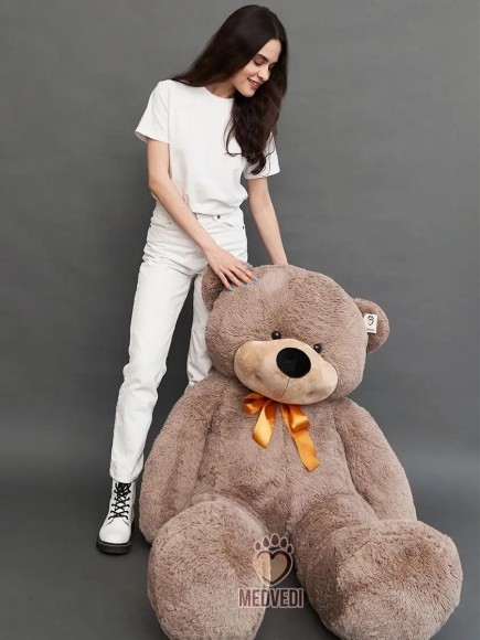 Большой плюшевый мягкий мишка 180 см кофе