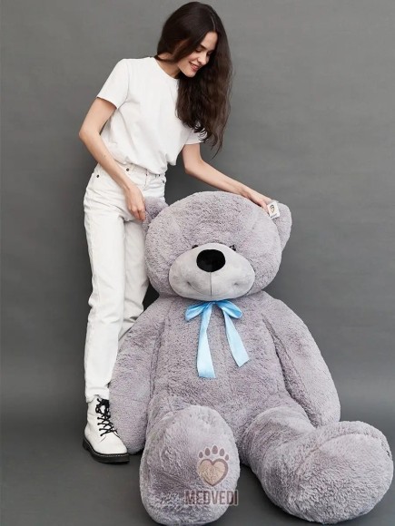 Большой плюшевый медведь 180 см серый