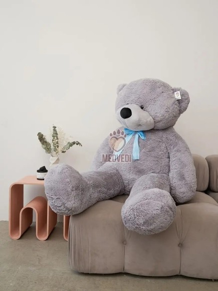 Большой плюшевый медведь 180 см серый