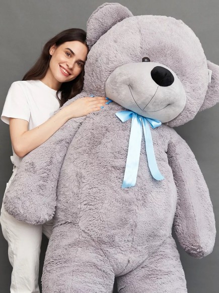 Большой плюшевый медведь 220 см серый