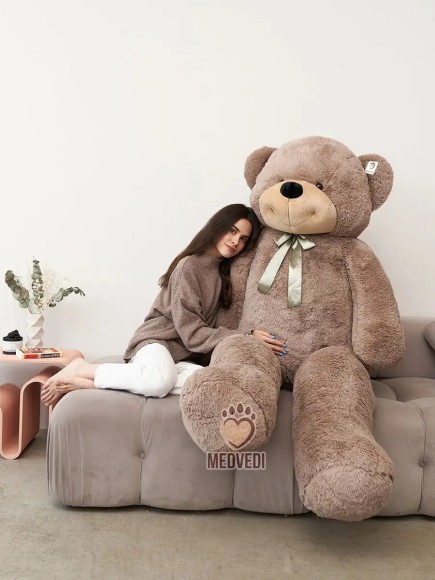 Большой плюшевый мишка 220 см кофейный