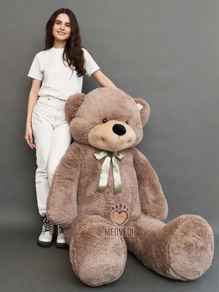 Большой плюшевый мишка 220 см кофейный