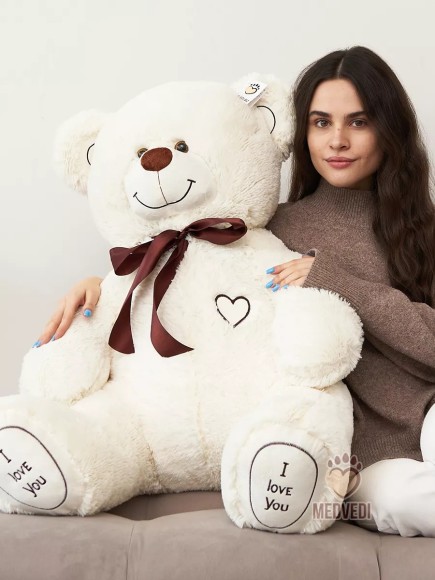 Мишка плюшевый 140 см молочный
