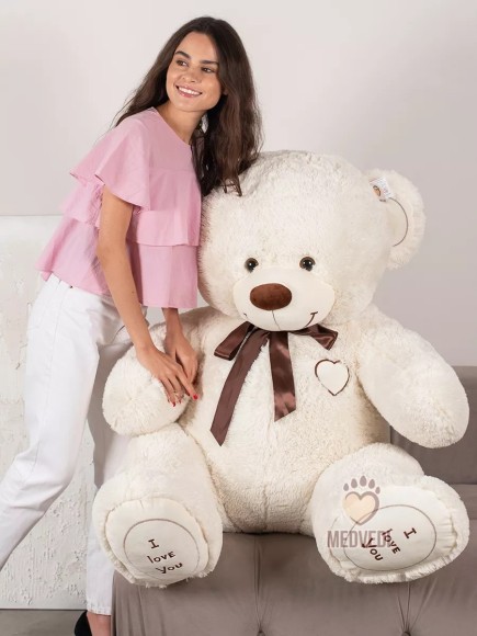 Большой медведь 180 см молочный