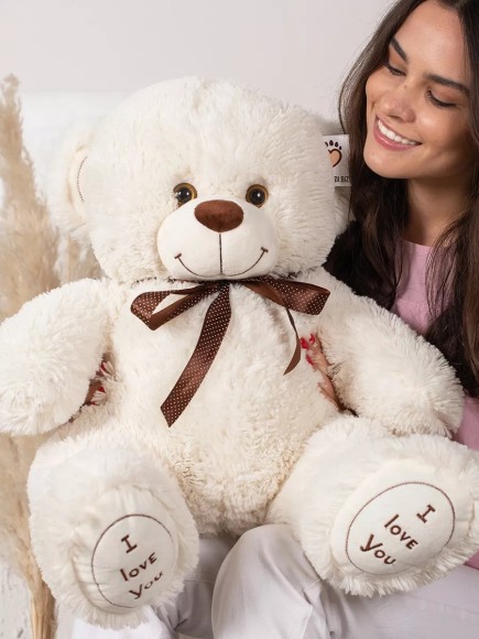 Плюшевый медведь 90 см молочный