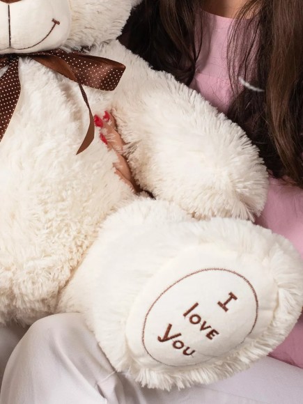 Плюшевый медведь 90 см молочный