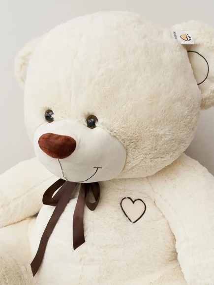 Большой плюшевый медведь 200 см молочный