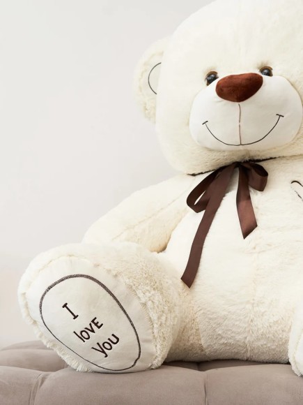 Большой плюшевый медведь 200 см молочный