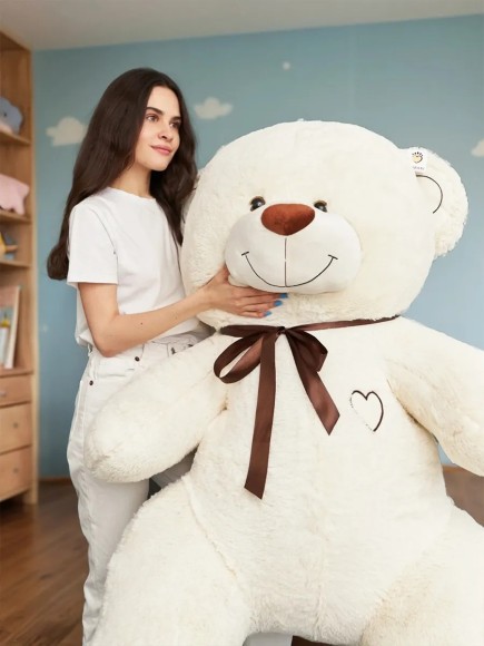 Большой плюшевый медведь 200 см молочный