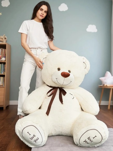 Большой плюшевый медведь 200 см молочный