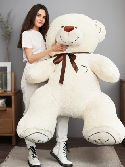 Большой плюшевый медведь 200 см молочный
